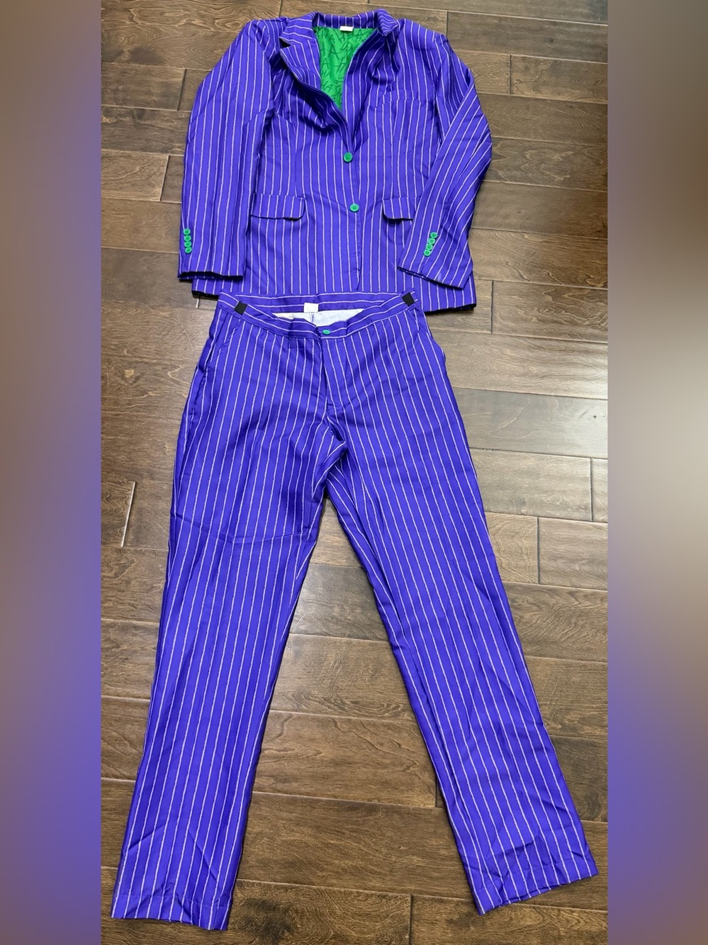 Halloween Costume Spirit Purple Pinstripe Suit with Green Accents